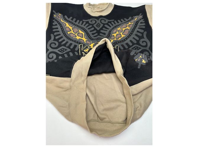 Autre Marque Pull ras du cou vintage Kansai Yamamoto beige noir abstrait M - vue 6