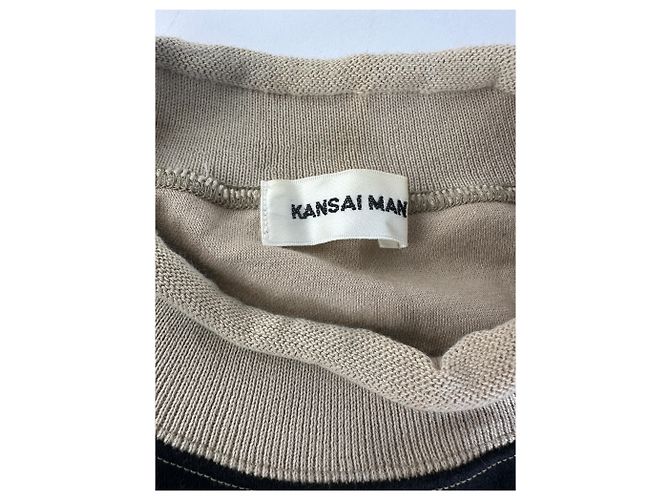 Autre Marque Pull ras du cou vintage Kansai Yamamoto beige noir abstrait M - vue 8