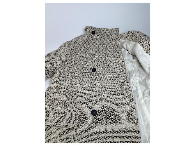 Vintage Issey Miyake Wool Coat Abstract White M Grey - view 10