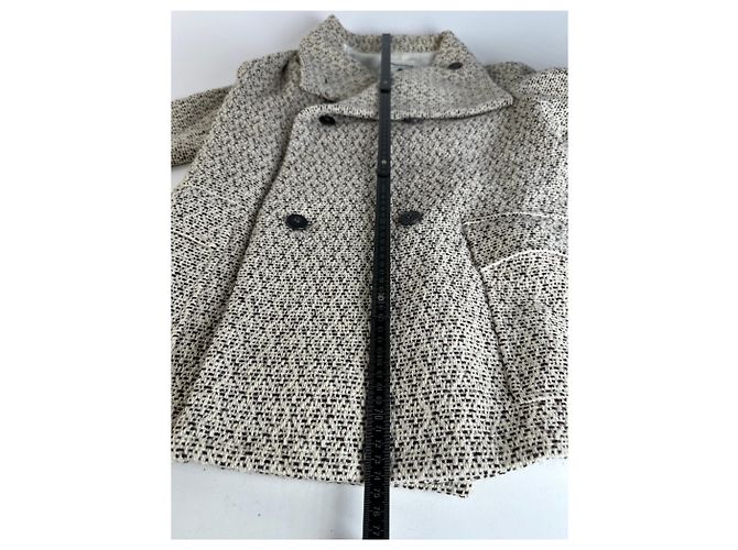 Vintage Issey Miyake Wool Coat Abstract White M Grey - view 13