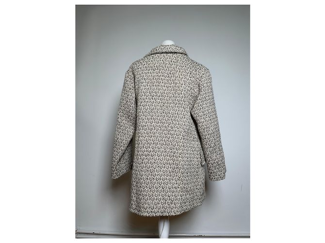 Vintage Issey Miyake Wool Coat Abstract White M Grey - view 3
