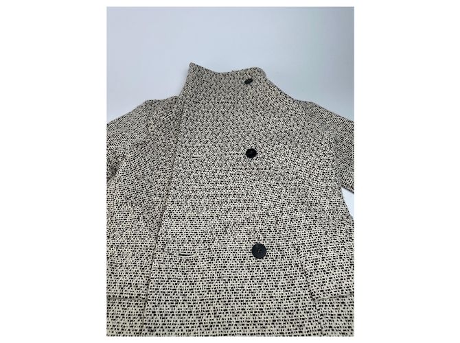 Vintage Issey Miyake Wool Coat Abstract White M Grey - view 7