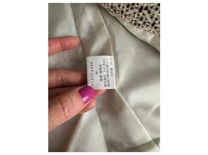 Vintage Issey Miyake Wool Coat Abstract White M Grey - view 9