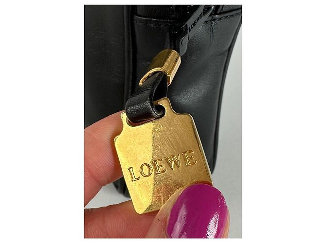 Clutch in pelle Loewe Madrid vintage nera Nero - vista 5