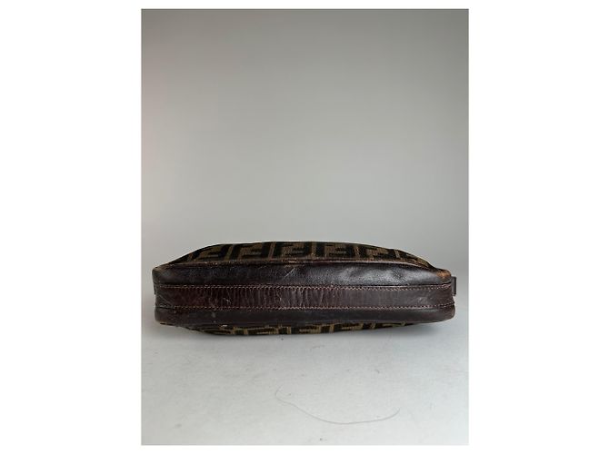 Vintage Fendi Monogramm Schultertasche Braun - Ansicht 11