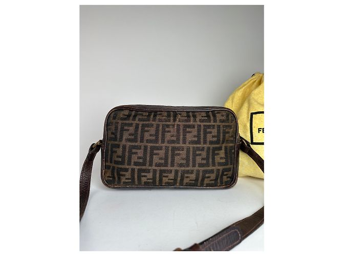 Vintage Fendi Monogramm Schultertasche Braun - Ansicht 17