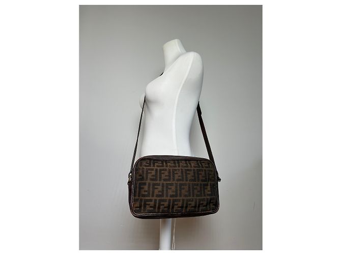 Vintage Fendi Monogramm Schultertasche Braun - Ansicht 5