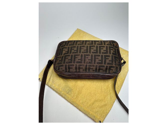 Vintage Fendi Monogramm Schultertasche Braun - Ansicht 8
