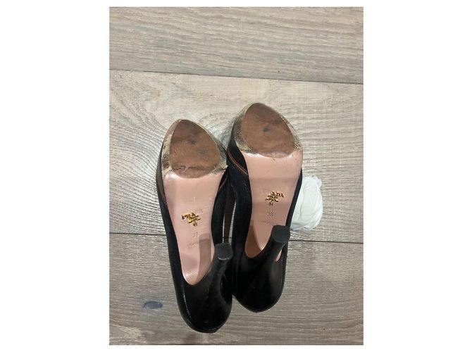 Prada Black Leather Platform Heels Size 38 - view 11