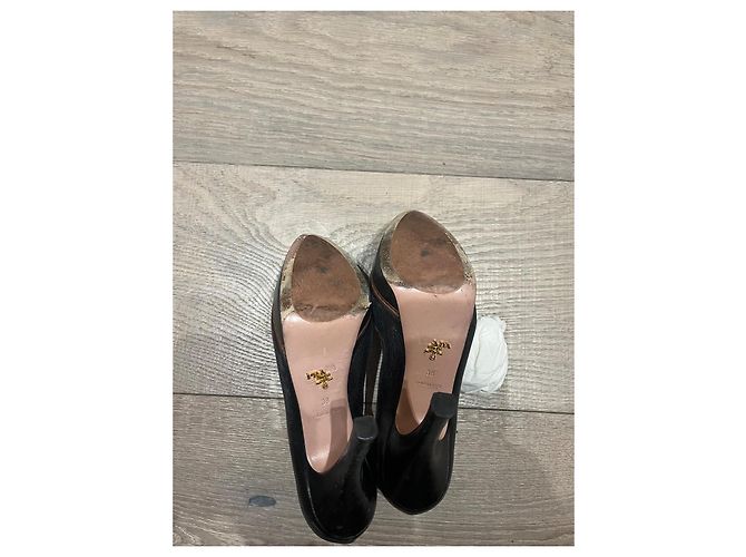 Prada Black Leather Platform Heels Size 38 - view 8