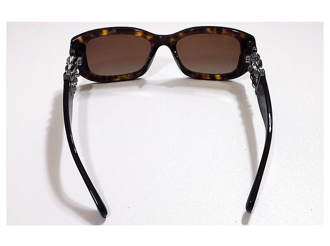 Chanel rectangular tortoiseshell sunglasses with silver bubbles - 5542-A c.714/S9 Brown - view 15