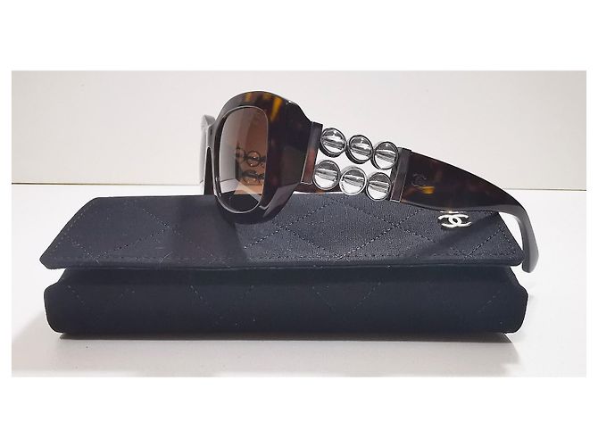 Chanel rectangular tortoiseshell sunglasses with silver bubbles - 5542-A c.714/S9 Brown - view 18