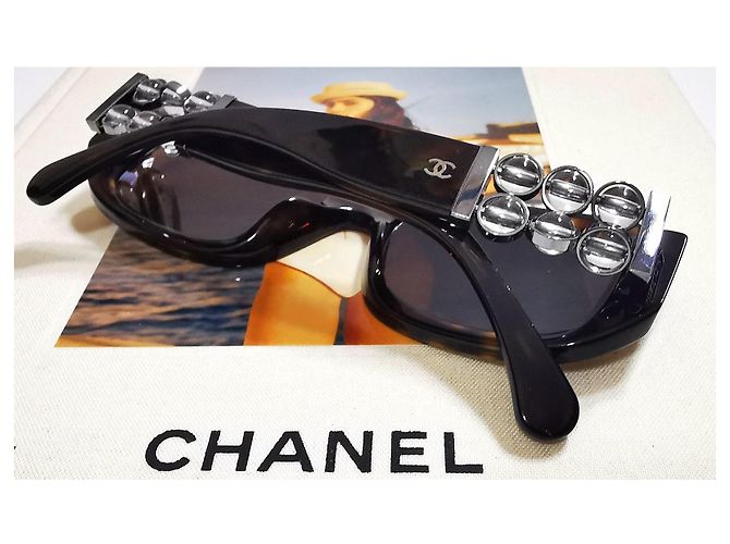 Chanel rectangular tortoiseshell sunglasses with silver bubbles - 5542-A c.714/S9 Brown - view 7