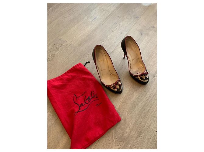 Décolleté Christian Louboutin in vernice nera e leopardato Nero Stampa leopardo - vista 9