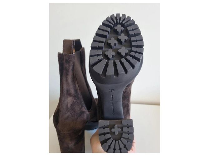 Gianvito Rossi Botines Chelsea de ante marrón Castaño - vista 6