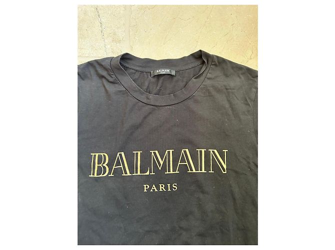 Camiseta Balmain Paris Negra con Logo Dorado Negro - vista 2