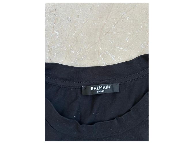 Camiseta Balmain Paris Negra con Logo Dorado Negro - vista 3