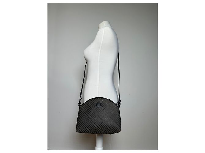 Vintage Givenchy Canvas Schultertasche Schwarz Grau - Ansicht 4