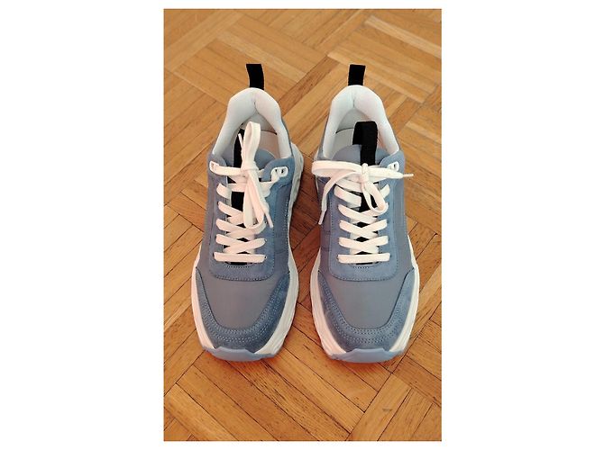 HERMÈS SNEAKERS DA DONNA HERMES IMPULSE IN TESSUTO PARACHUTE / CAMOSCIO DI CAPRA BLU. - vista 3