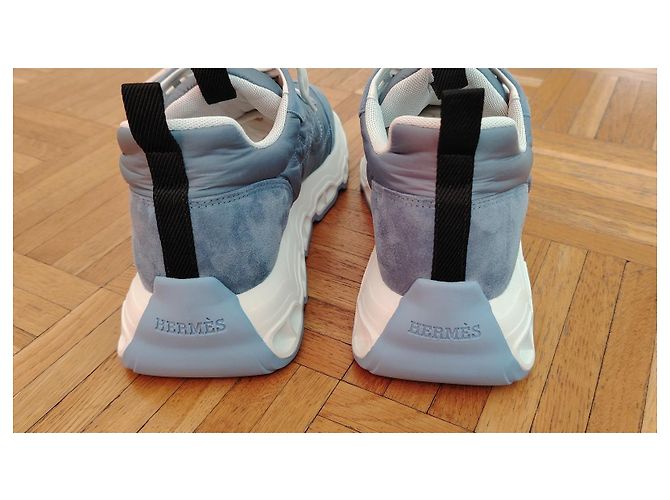 HERMÈS SNEAKERS DA DONNA HERMES IMPULSE IN TESSUTO PARACHUTE / CAMOSCIO DI CAPRA BLU. - vista 5