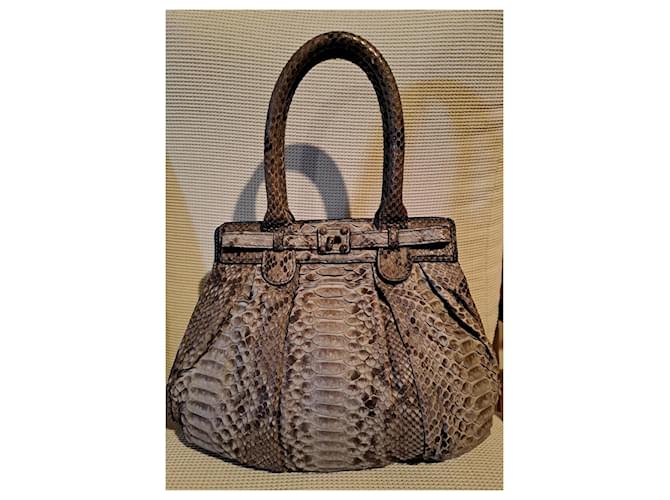 Zagliani Puffy Hobo Tasche Python Grau - Ansicht 2
