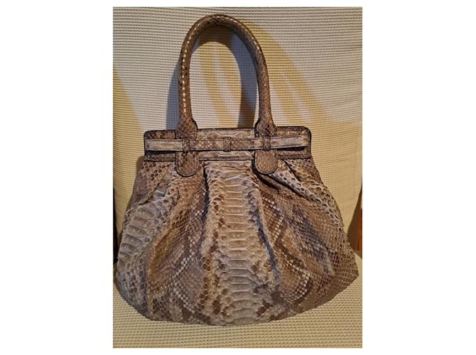 Zagliani Puffy Hobo Tasche Python Grau - Ansicht 5