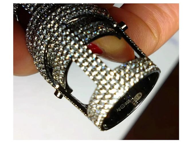 Anello a cerniera APM Monaco Argento e Zirconi Taglia 51 Silver hardware - vista 3