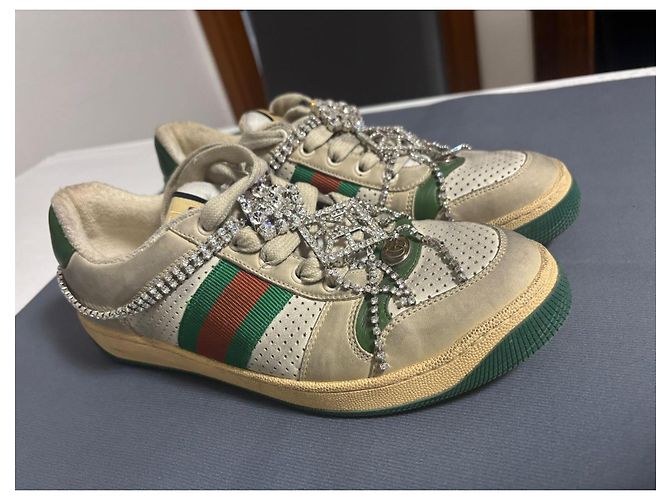 Sneakers Gucci con cristalli Multicolore Beige Verde - vista 2