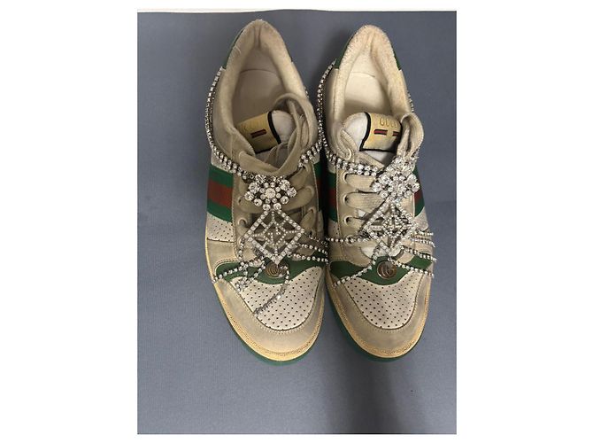 Sneakers Gucci con cristalli Multicolore Beige Verde - vista 4