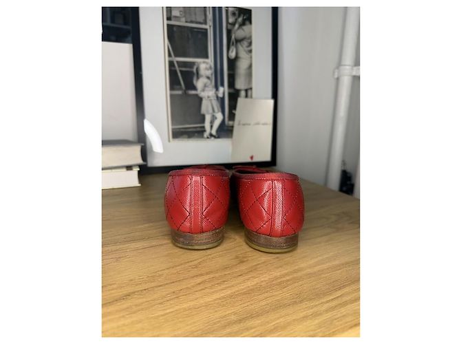 Ballerine Chanel in pelle caviar rossa Rosso - vista 5