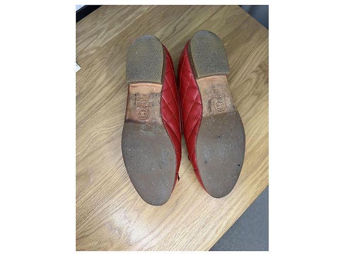 Ballerine Chanel in pelle caviar rossa Rosso - vista 7