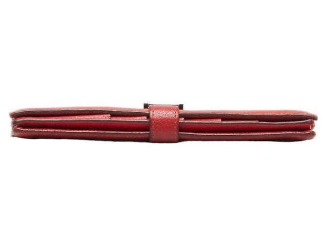 Cartera larga de cuero Soufflet Béarn de Hermès Roja - vista 4