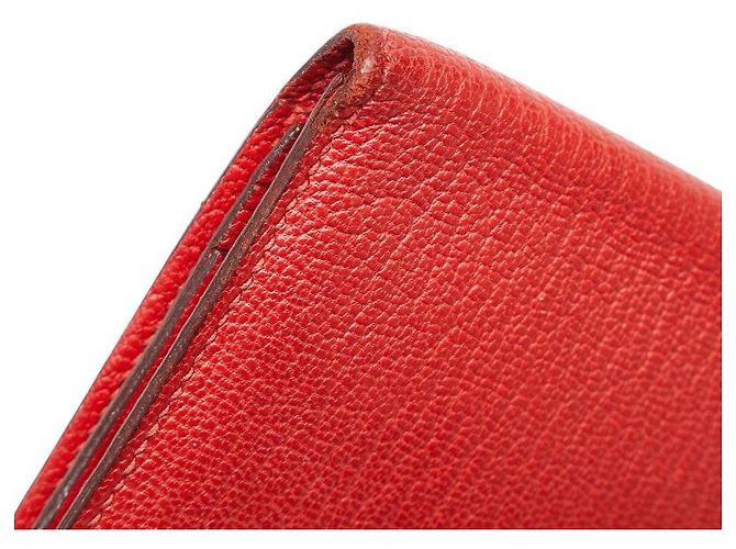 Cartera larga de cuero Soufflet Béarn de Hermès Roja - vista 5