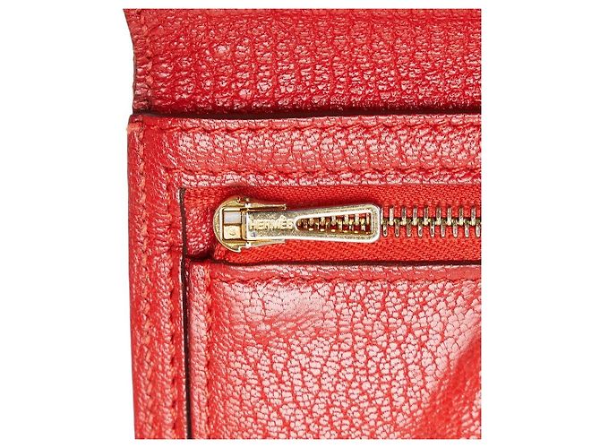 Cartera larga de cuero Soufflet Béarn de Hermès Roja - vista 8