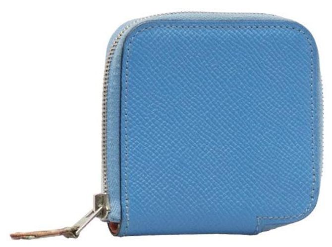 Silk In Monedero de seda en cuero Hermès Azul - vista 2
