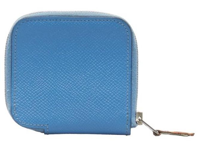 Silk In Monedero de seda en cuero Hermès Azul - vista 3