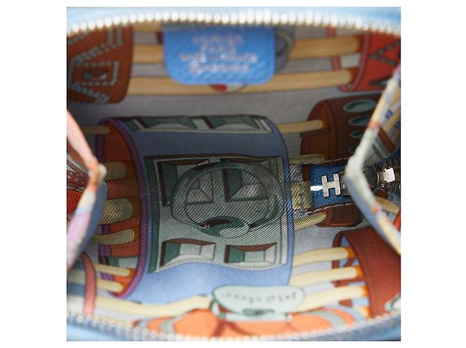 Silk In Monedero de seda en cuero Hermès Azul - vista 6
