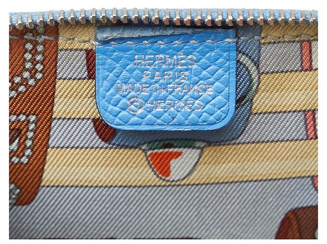 Silk In Monedero de seda en cuero Hermès Azul - vista 7