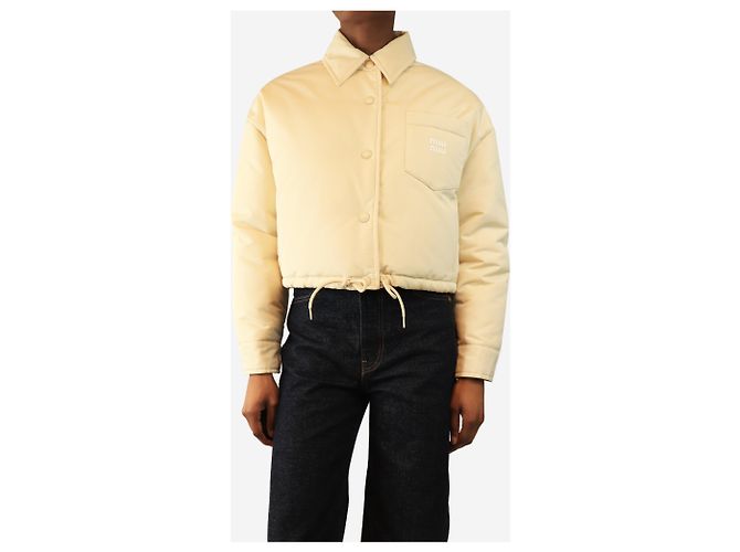 Miu Miu Cream cropped shacket - size UK 8 - view 3