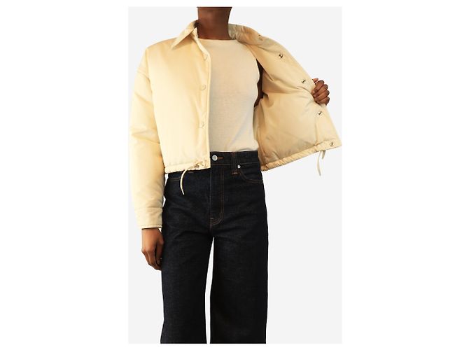Miu Miu Cream cropped shacket - size UK 8 - view 4