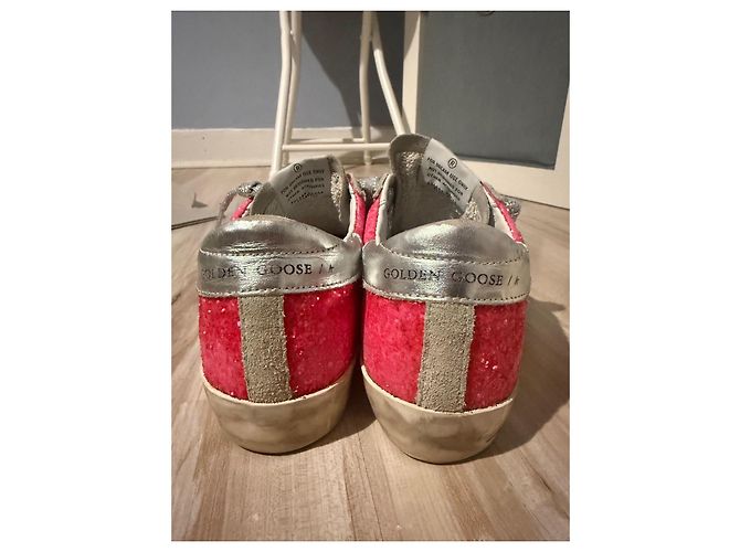 Sneakers basse Golden Goose in suede e paillettes Rosa Grigio Silver hardware - vista 6