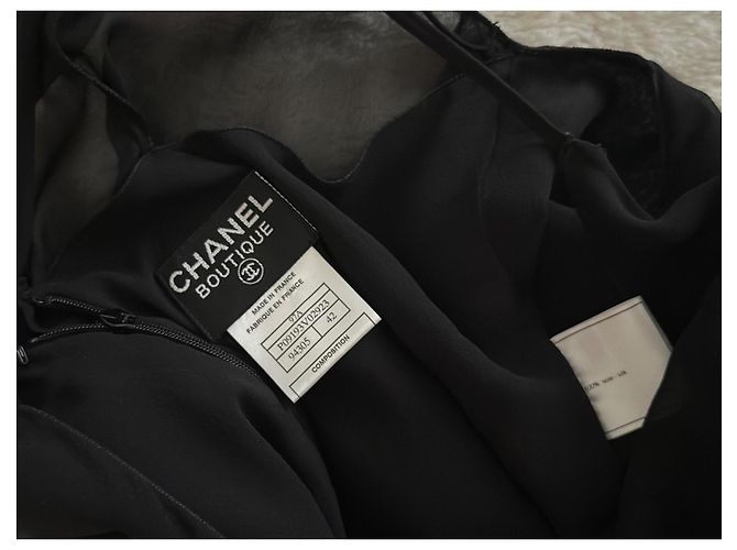 Cambon Vestido Chanel de seda negro Colección 1997 97A - vista 14