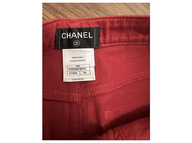 Chanel Jeans Rot Baumwolle - Ansicht 4