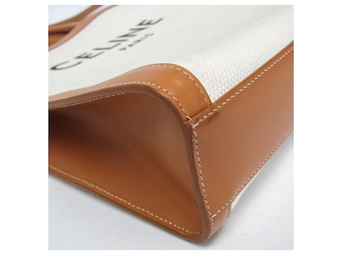 Céline Borsa a mano cabas verticale piccola Celine Bianco sporco Cammello - vista 6