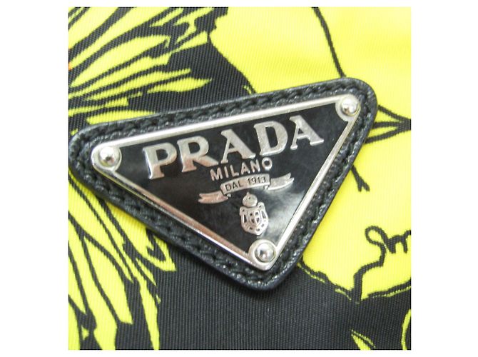 Borsa a spalla e tote Prada TESSUTO con stampa floreale Nero Giallo - vista 12