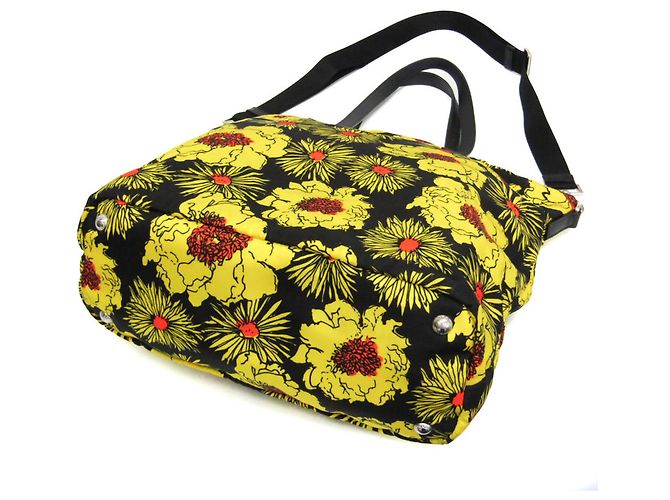 Borsa a spalla e tote Prada TESSUTO con stampa floreale Nero Giallo - vista 2