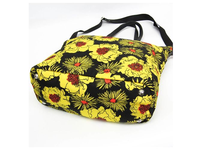 Borsa a spalla e tote Prada TESSUTO con stampa floreale Nero Giallo - vista 6