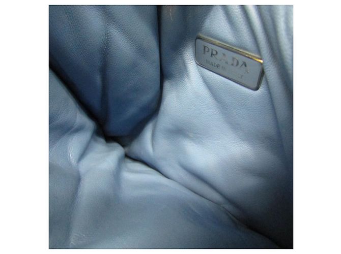 Bolsa de mão/ombro em couro nappa acolchoado 1BA359 para mulheres da Prada Azul - vista 14