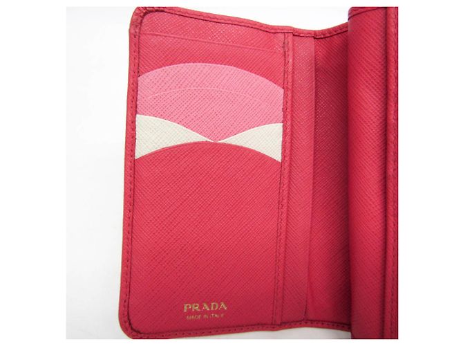 Prada Saffiano Leder Bi-Fold Geldbörse Pink - Ansicht 13