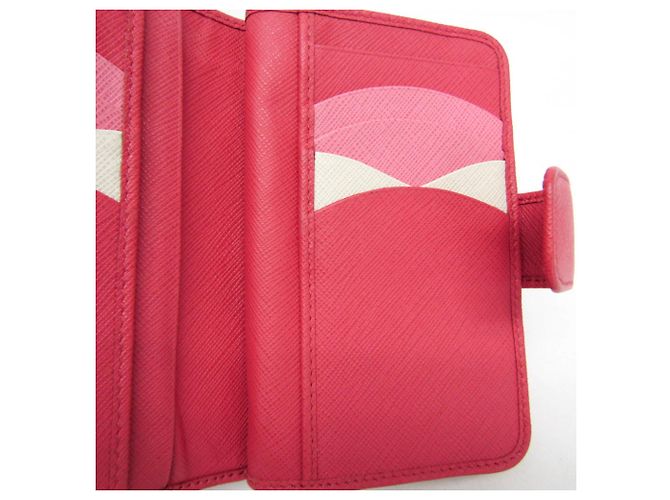 Prada Saffiano Leder Bi-Fold Geldbörse Pink - Ansicht 14